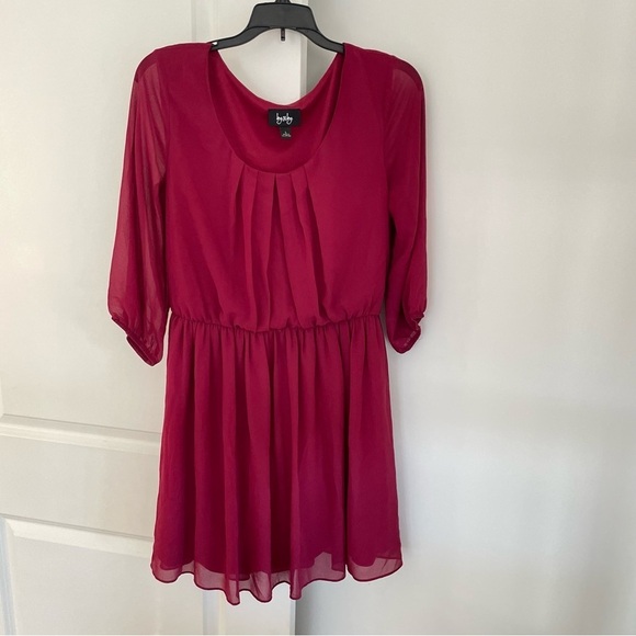By & By Cranberry Draped and Cinched Mini Dress Size L - Picture 1 of 11